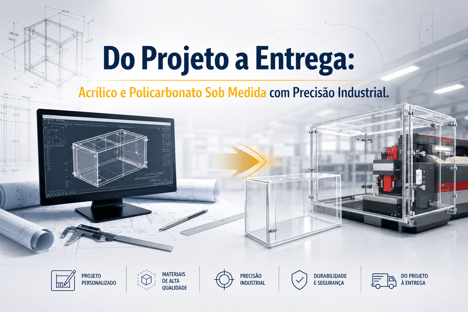 Projetos técnicos em acrílico e policarbonato compacto